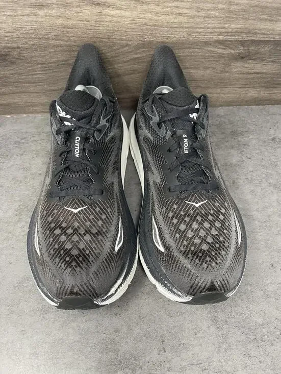 HOKA Clifton 9 Sneakers Mens Size 10.5 2E Wide Black White One One - Picture 3 of 11